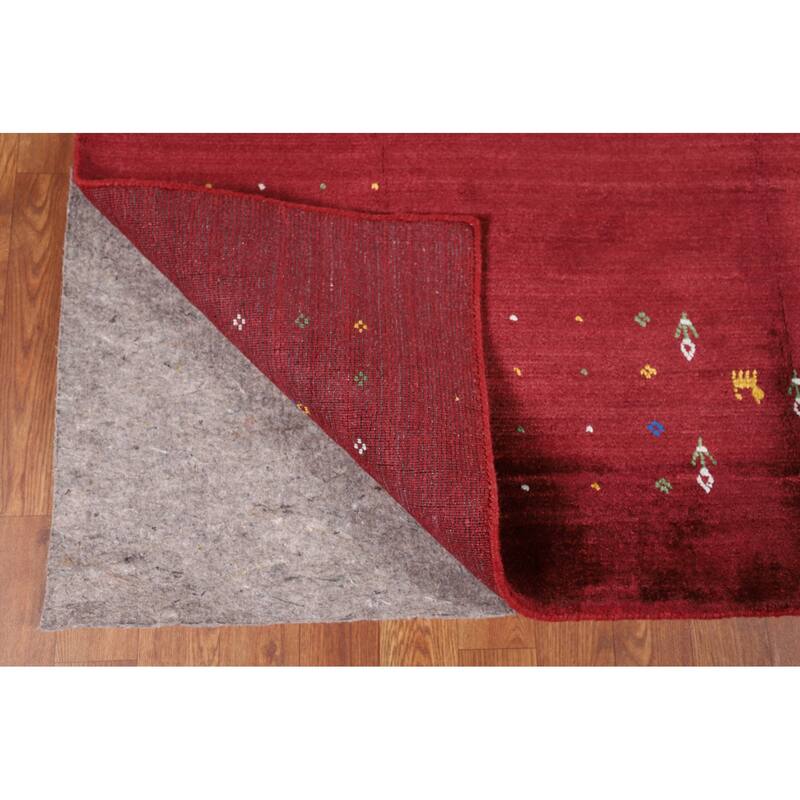 Tribal Gabbeh Oriental Area Rug Handmade Tribal Red Silk Carpet - 5'4" x 8'0"