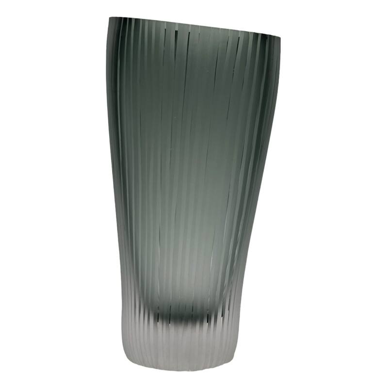 11" High Premium Contemporary Glass Vase in Grayish Blue