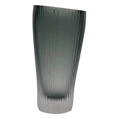 11" High Premium Contemporary Glass Vase in Grayish Blue
