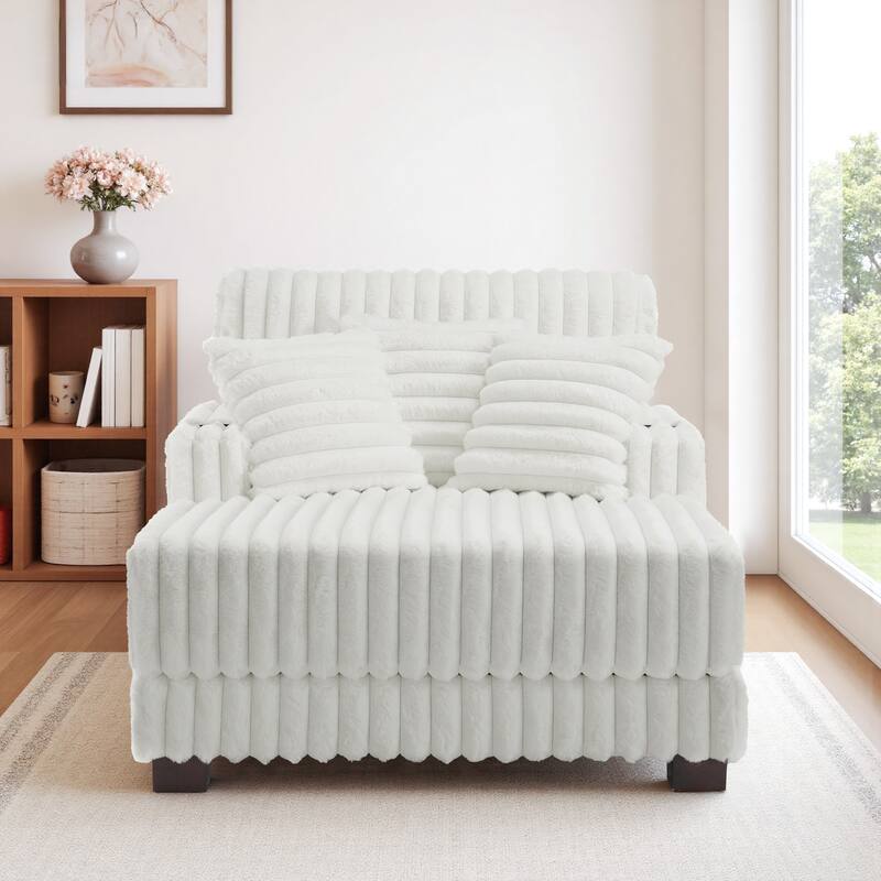 42"W Upholstered Chaise Lounge Sofa Bed with Pillow and Cup Holder