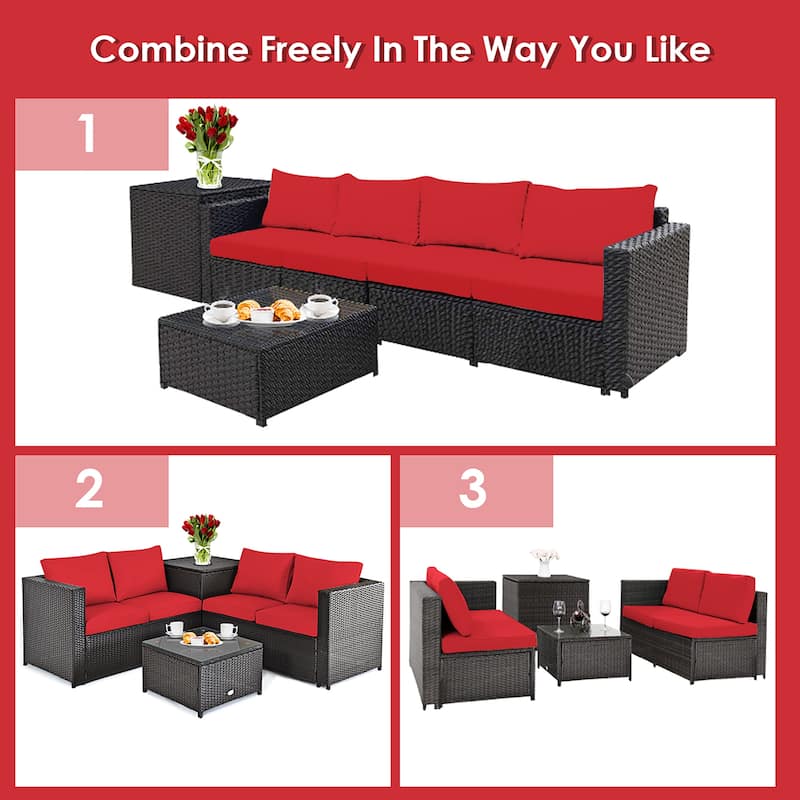 Costway 8PCS Outdoor Patio Rattan Furniture Set Cushioned Loveseat