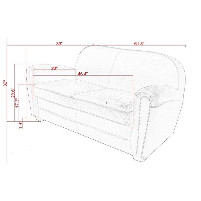 Pasargad Home Paris Club Genuine Leather Loveseat