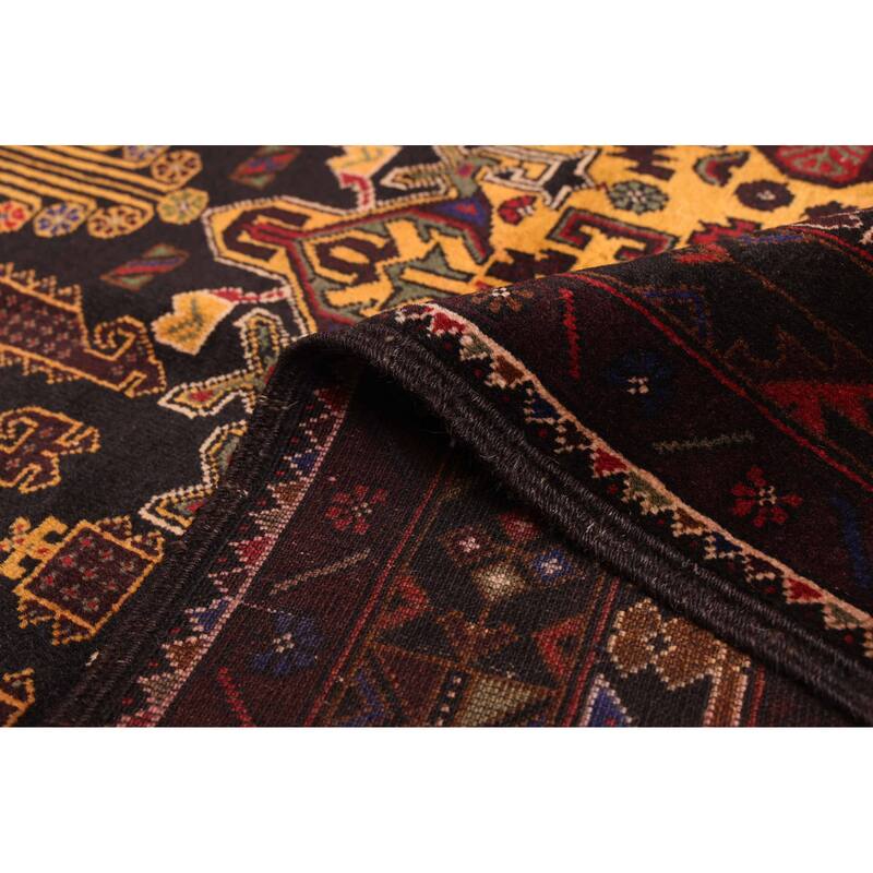 ECARPETGALLERY Hand-knotted Teimani Black Wool Rug - 3'8 x 6'6