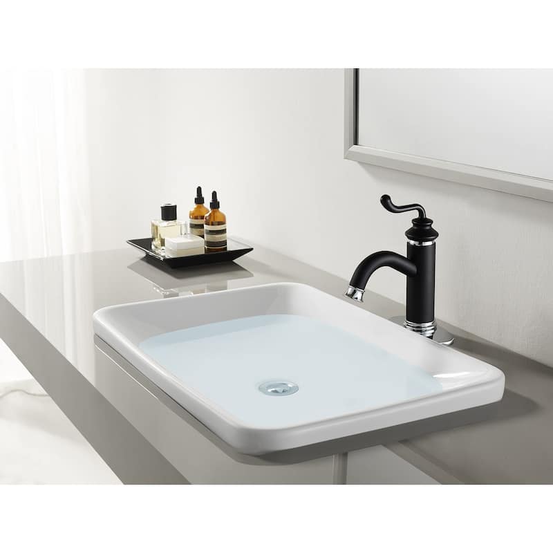 Kingston Brass Royale 1-Handle Monoblock Bathroom Faucet - Matte Black/Polished Chrome