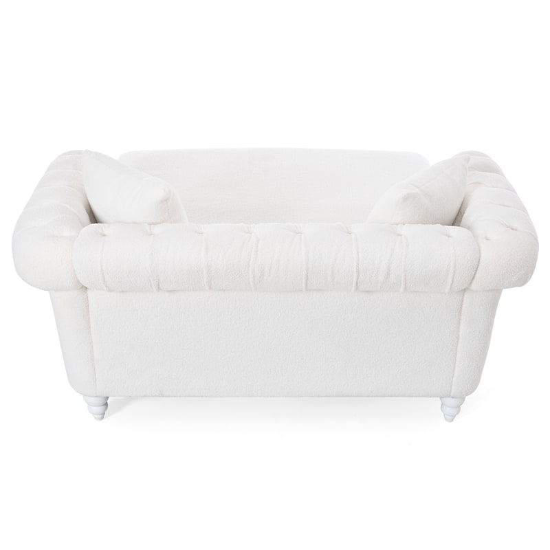 GDFStudio - Elara Luxe 63" Loveseat Chaise Lounge Couch with Upholstered PU Leather & Rolled Arm for Living Room or Office