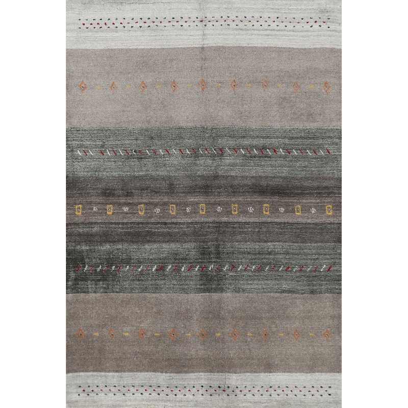 Tribal Gabbeh Indian Rug Handmade Wool Carpet - 4'2" x 5'8"