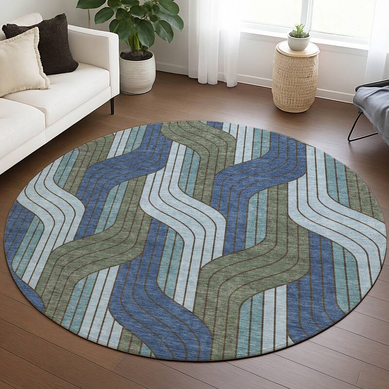 Machine Washable Indoor/ Outdoor Modern Pathway Chantille Rug