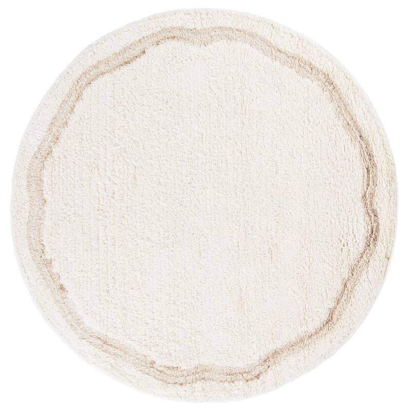 SAFAVIEH Handmade Casablanca Shag Boudy Wool Rug - Beige/Ivory - 6' Round