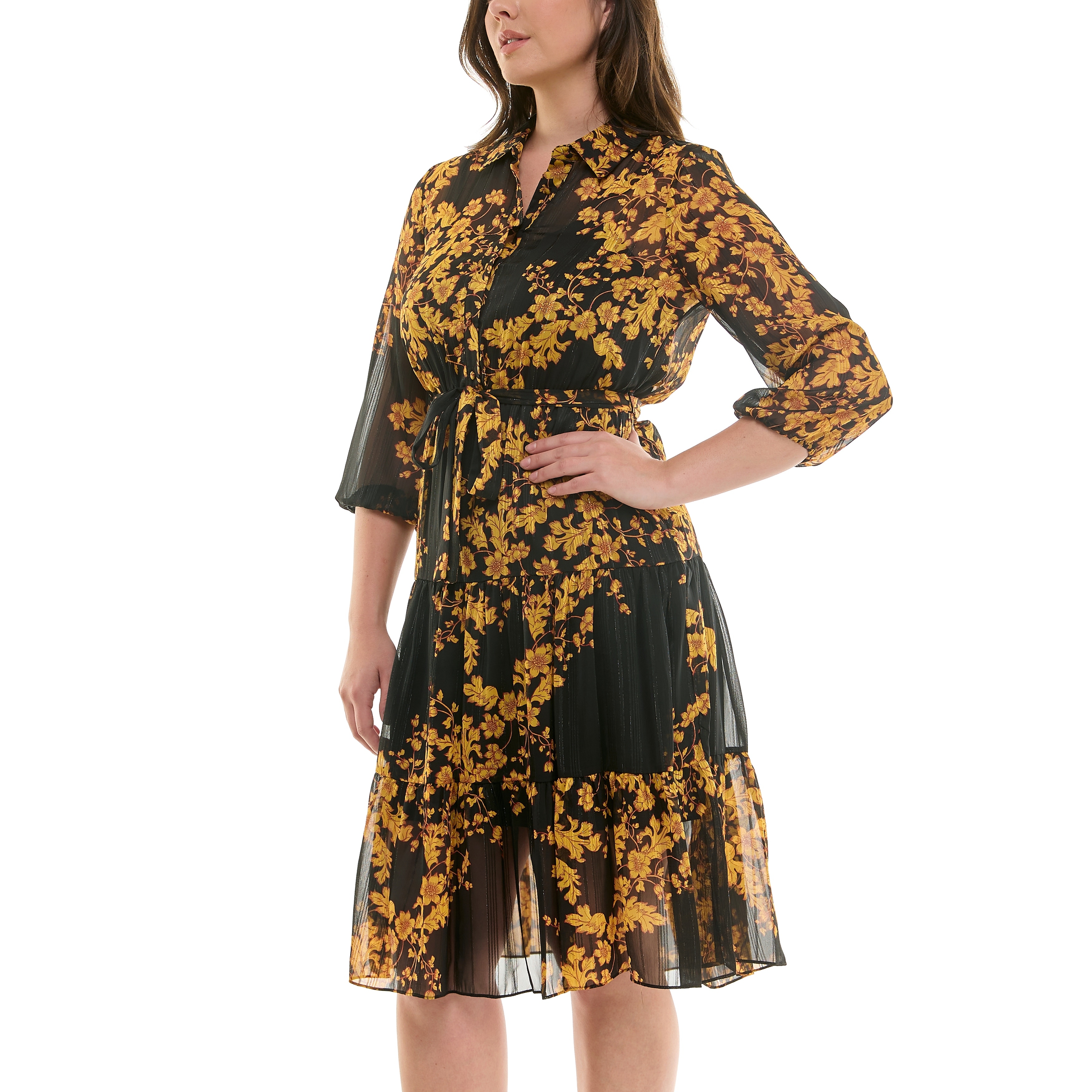 Nanette Lepore Floral Chiffon Shirt Dress - Multi-Color - 6