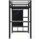 preview thumbnail 12 of 15, Black Twin Loft Bed with Desk and Built-in Wardrobe, Metal High Loft Bed with Storage Shelves, Clothes Rail,Built-in Curtains