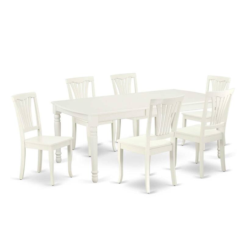 Hollywood Regency Dining Set - 7Pc Rectangular Table & 6 Chairs - 60/78 Inch Extendable
