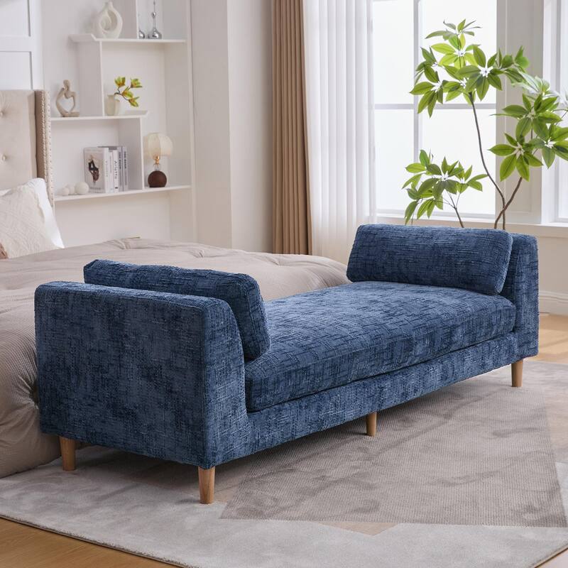 Modern fabric bedside bench with armrests