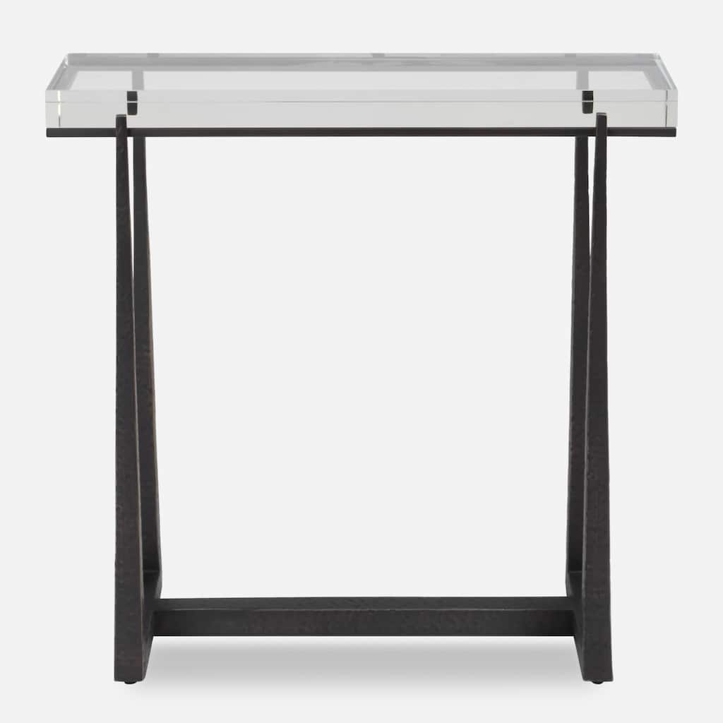 Iron Accent Table with Crystal Top - 24"