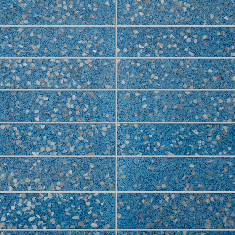 Amalfi 3x12 in. Glossy Shell, Terrazzo Elongated Subway Wall and Floor Tile (5 sq ft/case, 20-Pack)