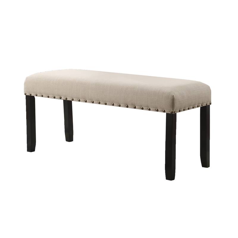 Dining Bench Corridor Bench Leisure Bench with Nailhead Trim, Upholstered Seat Decorative Bench with Solid Wood Legs