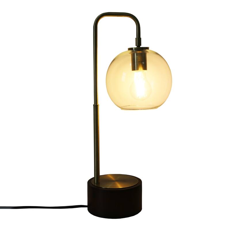 Modern Classic Desk Lamp Glass Table Light, Easy Assembly Table Lamp, Simple Glass Globe Arched Table Lamp 110V - Bronze