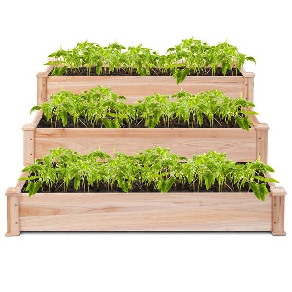 Shop Costway Wooden Raised Vegetable Garden Bed 3 Tier Elevated