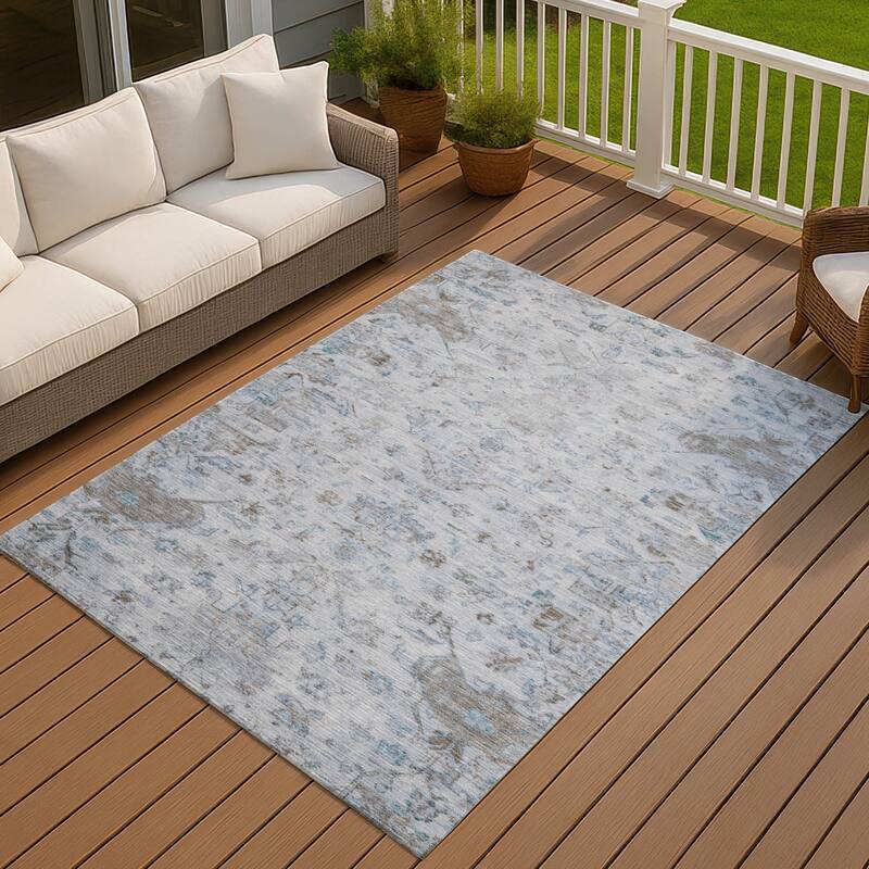 Machine Washable Indoor/ Outdoor Traditional Chelsea Chantille Rug - Sky - 2'6" x 3'10"