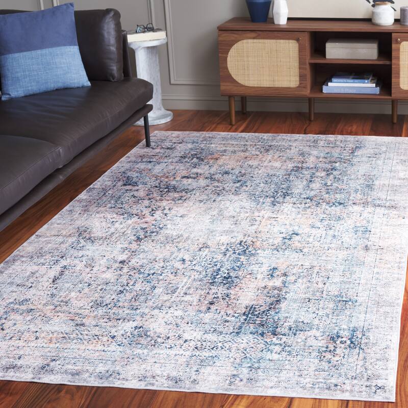 SAFAVIEH Santa Monica Linna Traditional Rug - 6' Square - Navy/Beige