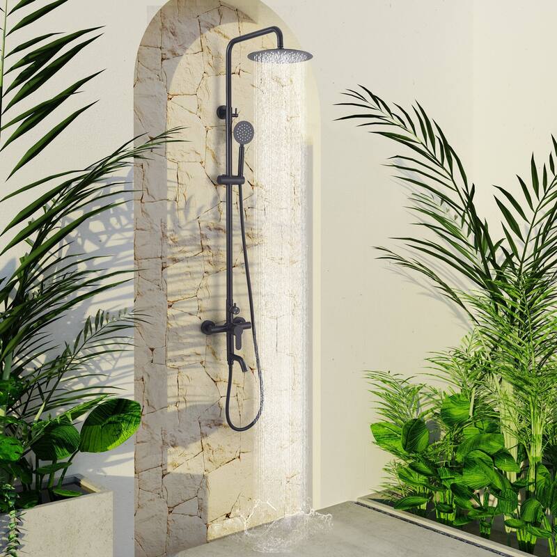 51"H 3-Function 304 Stainless Steel Wall-Mounted Outdoor Shower System