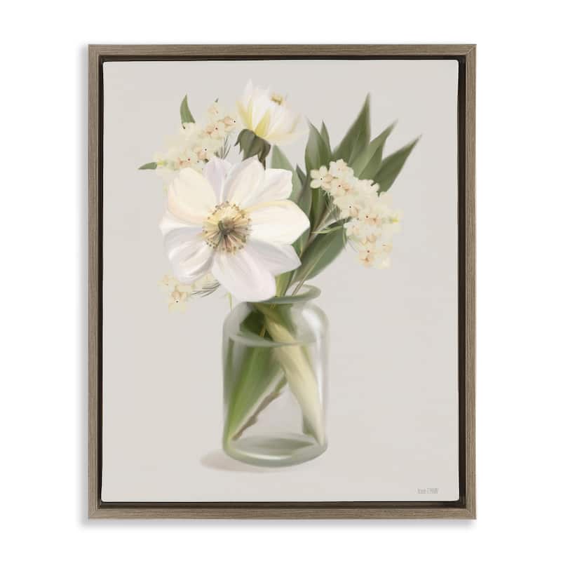 Stupell Spring Flower Bundle Vase Framed Floater Canvas Wall Art Design By House Fenway - 17 x 21 - Brown