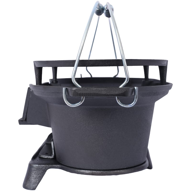 Oval Cast Iron Grill Outdoor, Portable Charcoal Grill and Tabletop Cast Iron Skillet - 100% Cast Iron, Enameled, Durable
