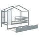 preview thumbnail 65 of 84, House Bed Semi-Enclosed Platform Bed Slat Support Playhouse Bed Frame with Blackboard and Trundle Bed for Boys Girls
