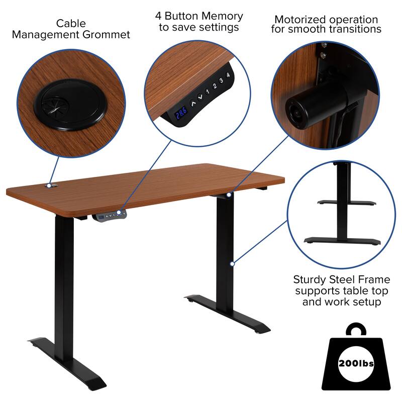 Electric Height Adjustable Standing Desk - 48" Wide x 24" Deep