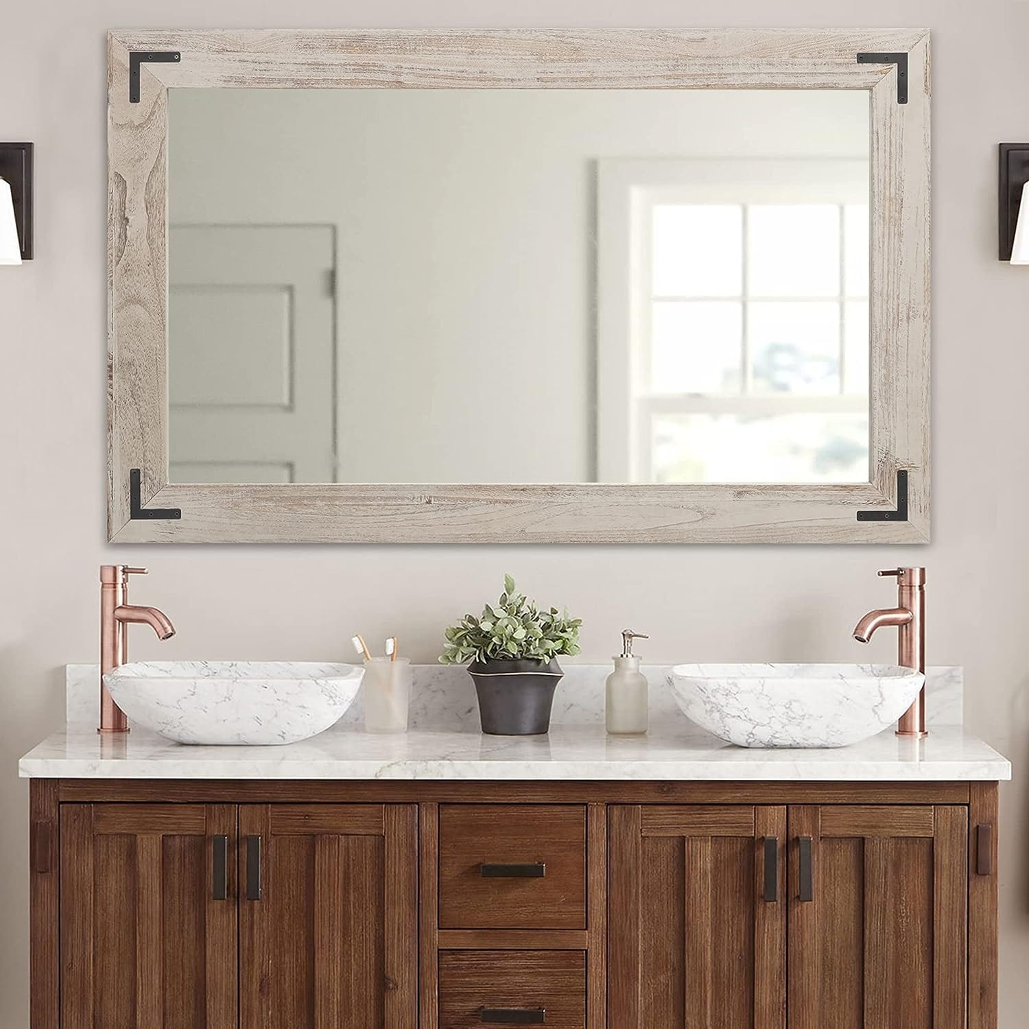 Rustic outlet vanity mirrors