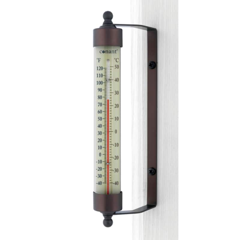 11" Bronze and White Glass Tube Window Thermometer