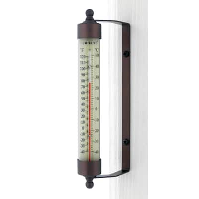 11" Bronze and White Glass Tube Window Thermometer