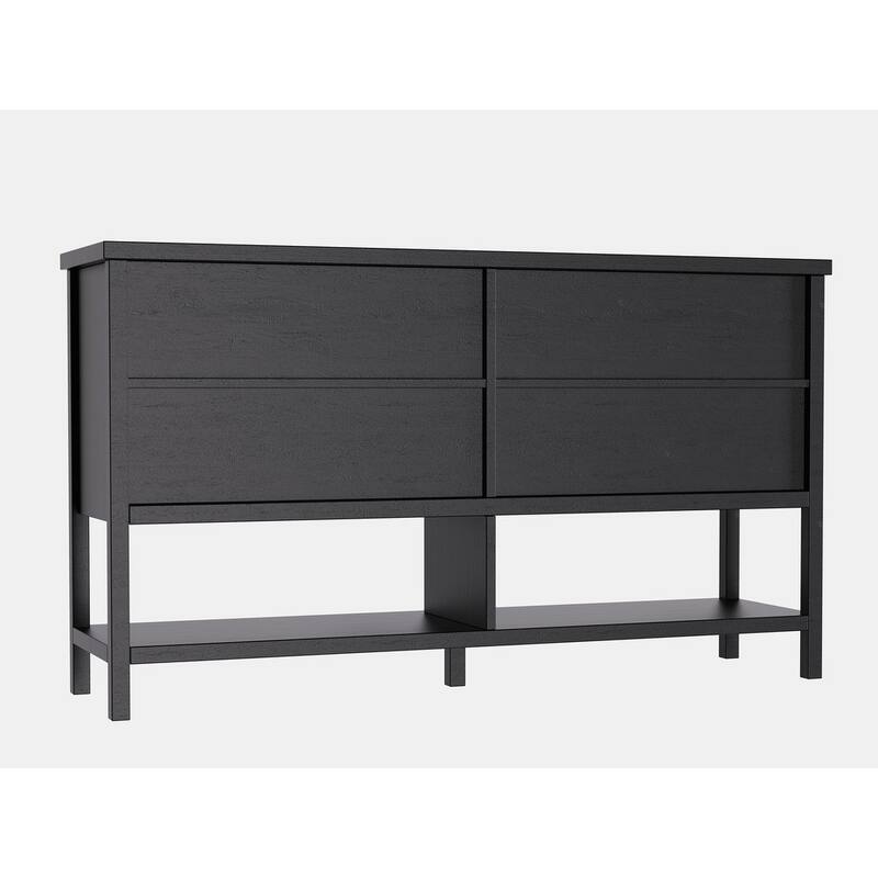 4 Doors Rustic Cabinet with Opening Shelf for Kitchen and Living Room