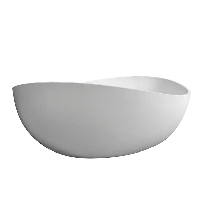 63 in. x 37.4 in. Solid Surface Freestanding Flatbottom Soaking Bathtub