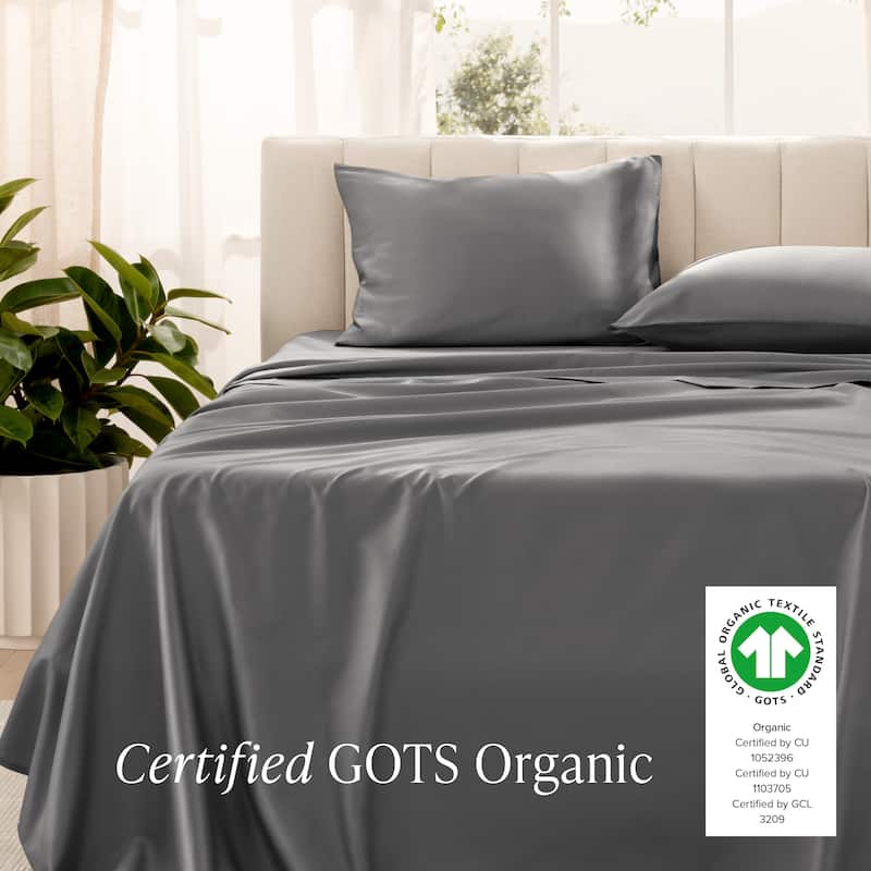 Bare Home Organic Cotton Sheet Set - Silky Smooth Sateen Weave