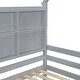 preview thumbnail 11 of 31, Roof Shaped Bunk Bed With Built-In Bookshelf With Protective Rope, Wooden Kids Bunk Bed With Side Stairs