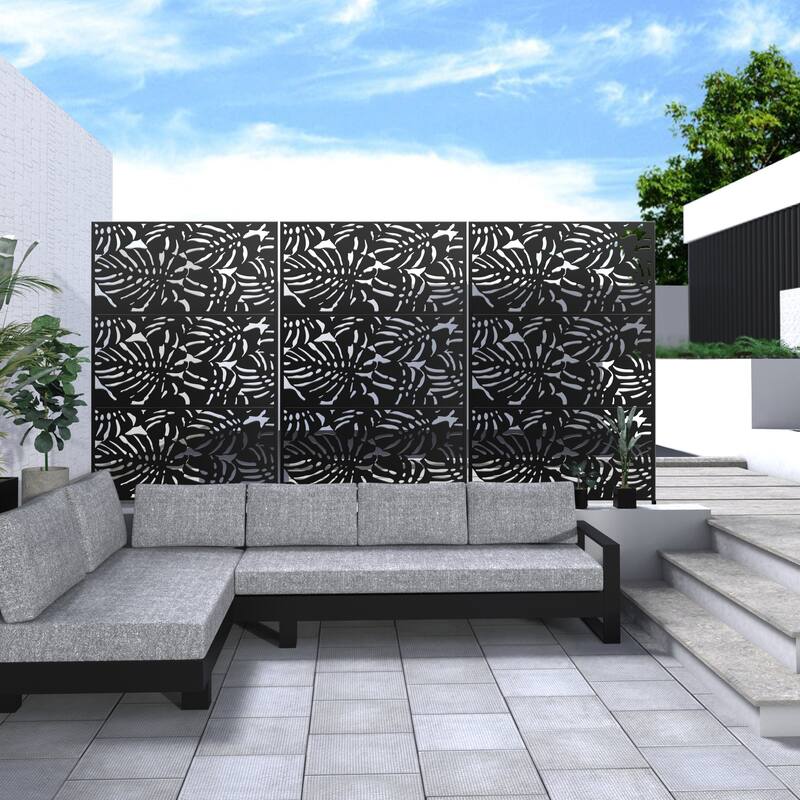 Metal Privacy Screen Wall Decoration Free Standing-6.3 ft. H X 4 ft. W