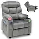 preview thumbnail 23 of 38, Gymax Kids Youth Recliner Chair Velvet Fabric w/Cup Holder & Side Grey