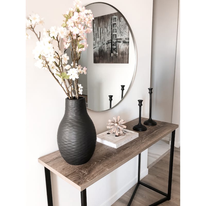 Frame My Mirror Nickel Round Wall Mirror, Cheyenne Design - 30" x 30"