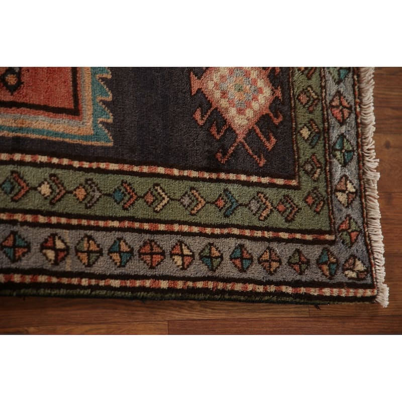 Blue Ardebil Persian Vintage Runner Rug Hand-Knotted Wool Carpet - 4'1"x 9'11"