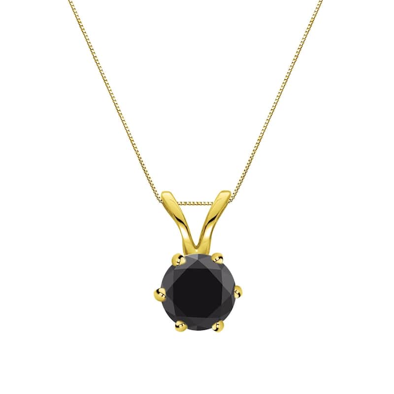 Auriya 14k Gold 1/4ctw Solitaire Black Diamond Necklace 6-Prong - Yellow