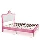 preview thumbnail 8 of 10, Full Upholstered Bed Frame w/Crown Headboard & LED for Kids,White Pink