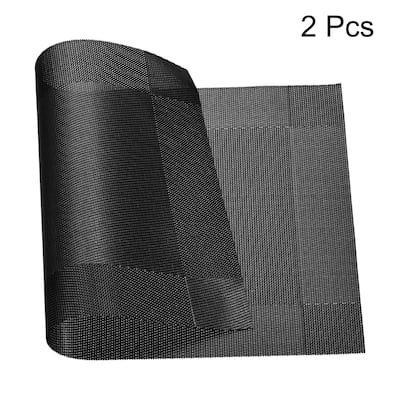 Place Mats 450x300mm 2pcs PVC Table Washable Woven Placemat Black Gray - Black Gray