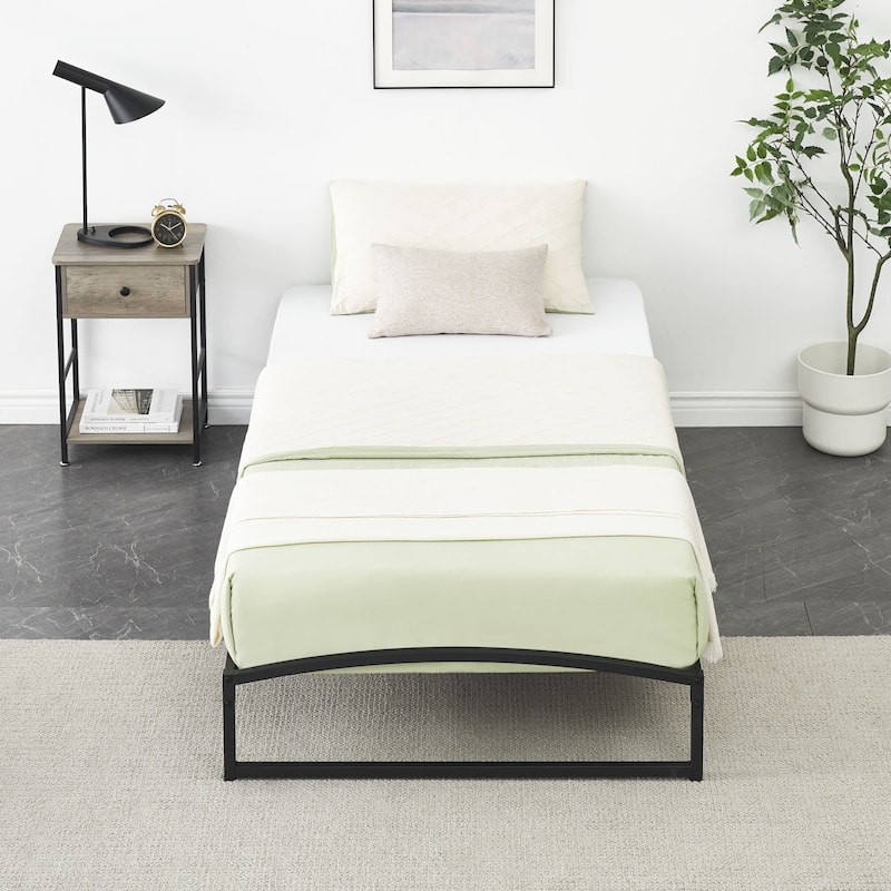 Low Bed Frame，Metal Platform Bed Frame with Arch Design