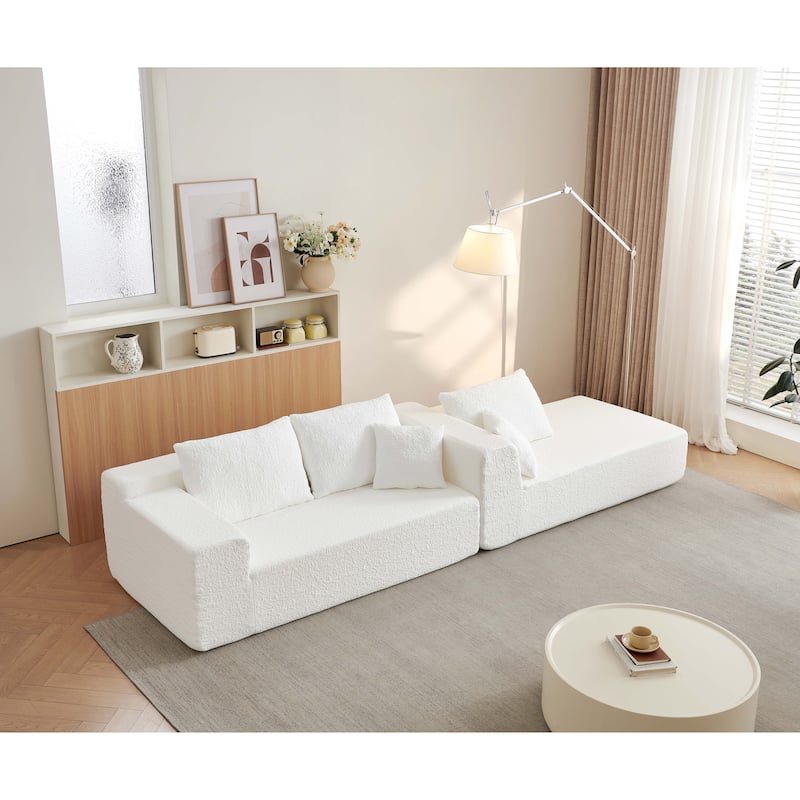 GDFStudio - 104" Cloud Modern Innovative Chenille Modular Sofa with L-Shape Chaise and Deep Seat, No Assembly Required