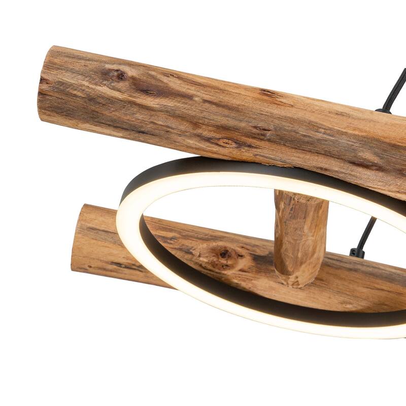 Rustic Wooden Dimmable Integrated LED Linear Pendant Light Adjustable Kitchen Island Lights - W 43.3"