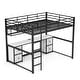 preview thumbnail 23 of 24, Full Size Loft Bed with Built-in Desk, Drawers & Mesh Storage Rack, Heavy Duty Metal Bed Frame w/Charging Station, USB & Socket