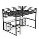 preview thumbnail 23 of 24, Full Size Metal Loft Bed with Desk, Drawers and Bedside Tray, Charging Station, USB and Socket