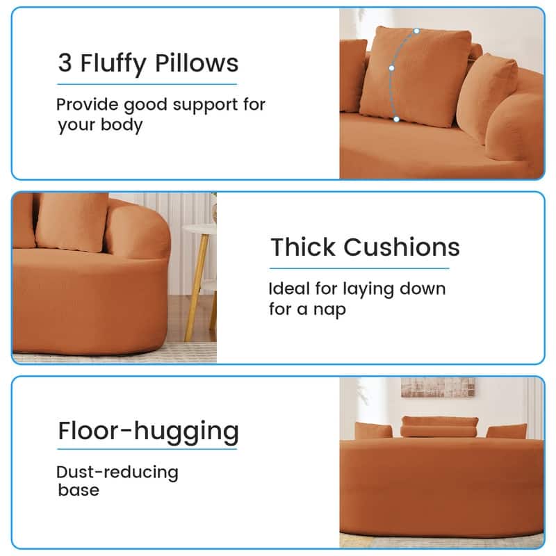 Mixoy Compact Loveseat Sofa with Chenille Upholstery,No Assembly Curved Couch for Small Spaces,Apartment