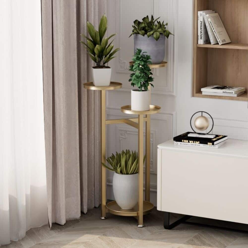 Plant Shelving Flower Pot Holder, with Anti-Slip Feet