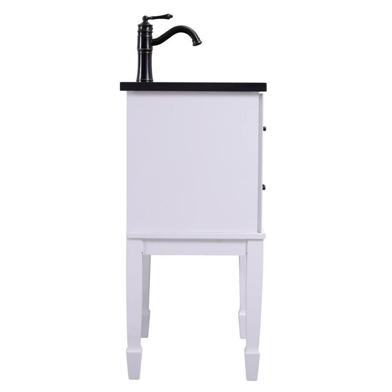 32.6" Black Resin Bathroom Vanity with Sink, Black Brass Faucet and Drain